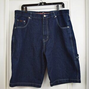 Vibes Jean Denim Carpenter Shorts Men 38 Dark Blue Wash Hip Hop Y2K Relaxed Bag